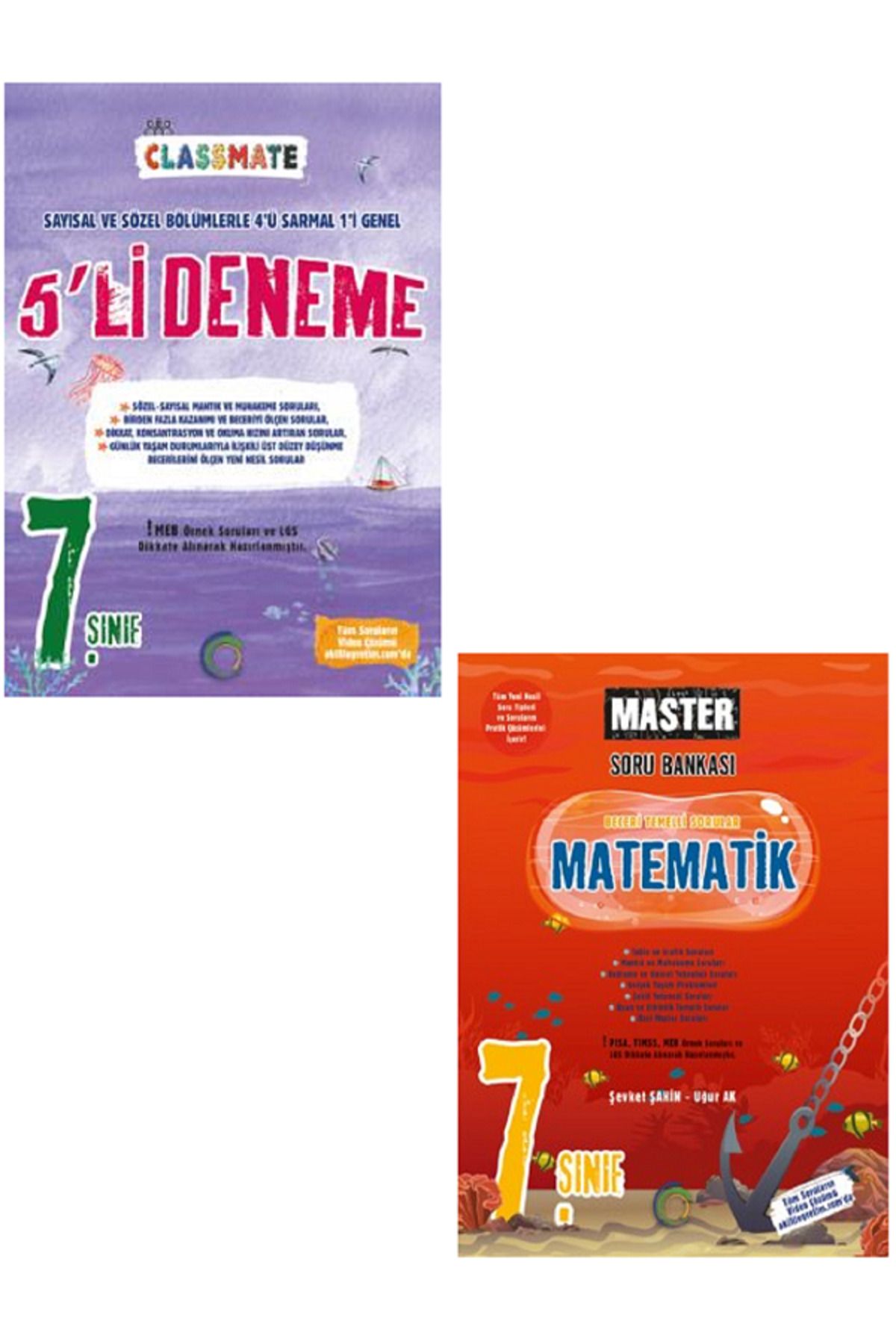 Evrensel İletişim Yayınları 7.Sınıf Okyanus Classmate 5'Li Deneme + 7.Sınıf Okyanus Master Matematik Soru Bankası / 2 KİTAP