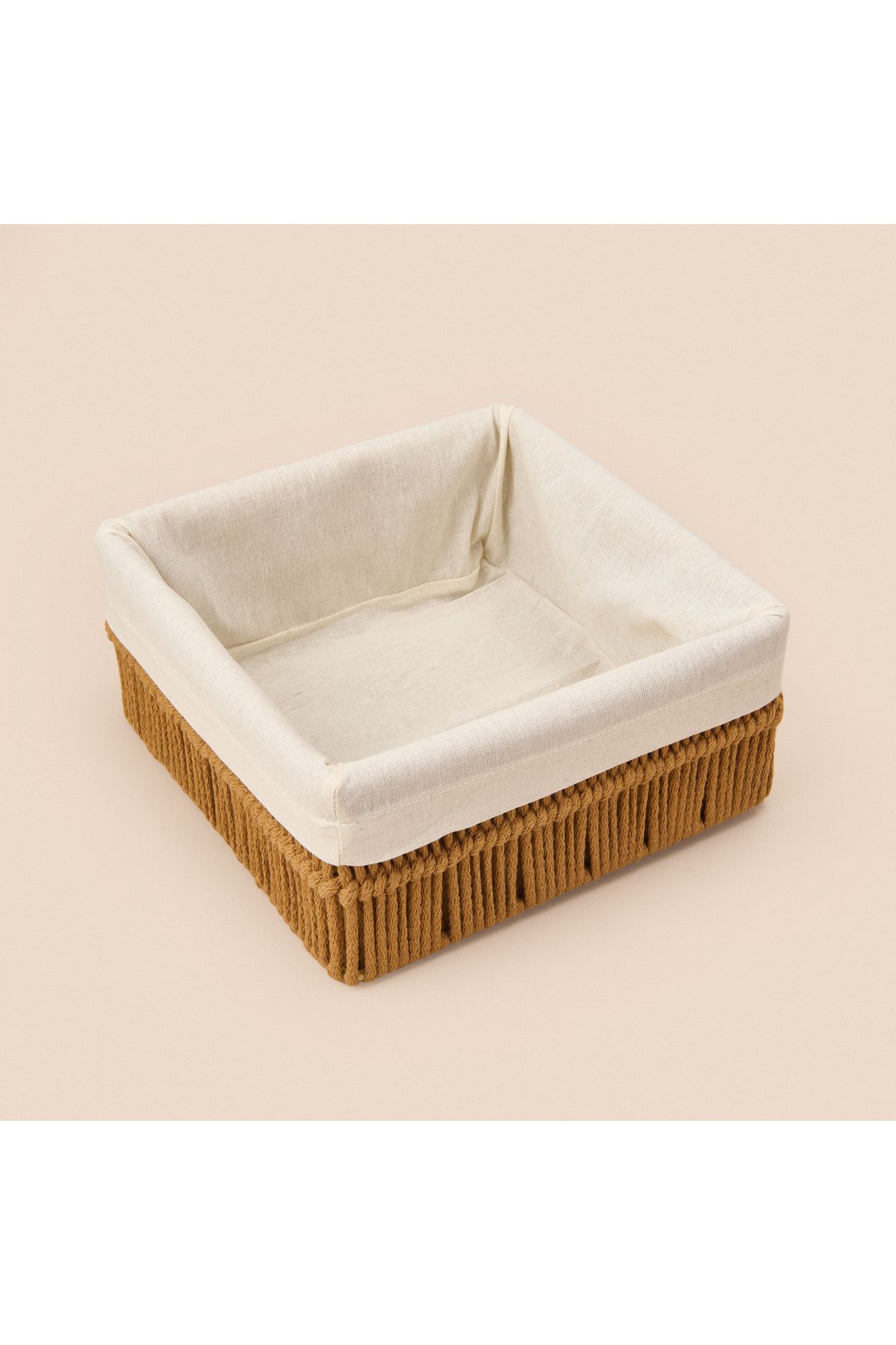 Simple Living Earthy Hues Büyük Dekoratif Sepet - Bej / Beyaz - 22x22x10 cm