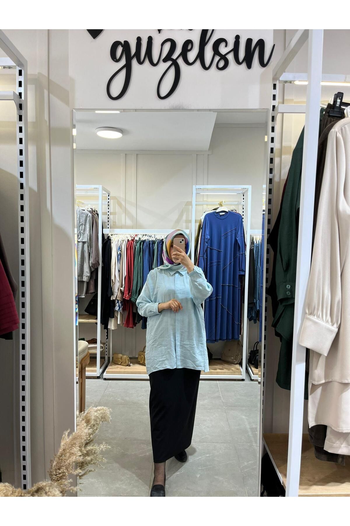 Nuss Oversize Düğmeli Gömlek Açık Mavi 3001