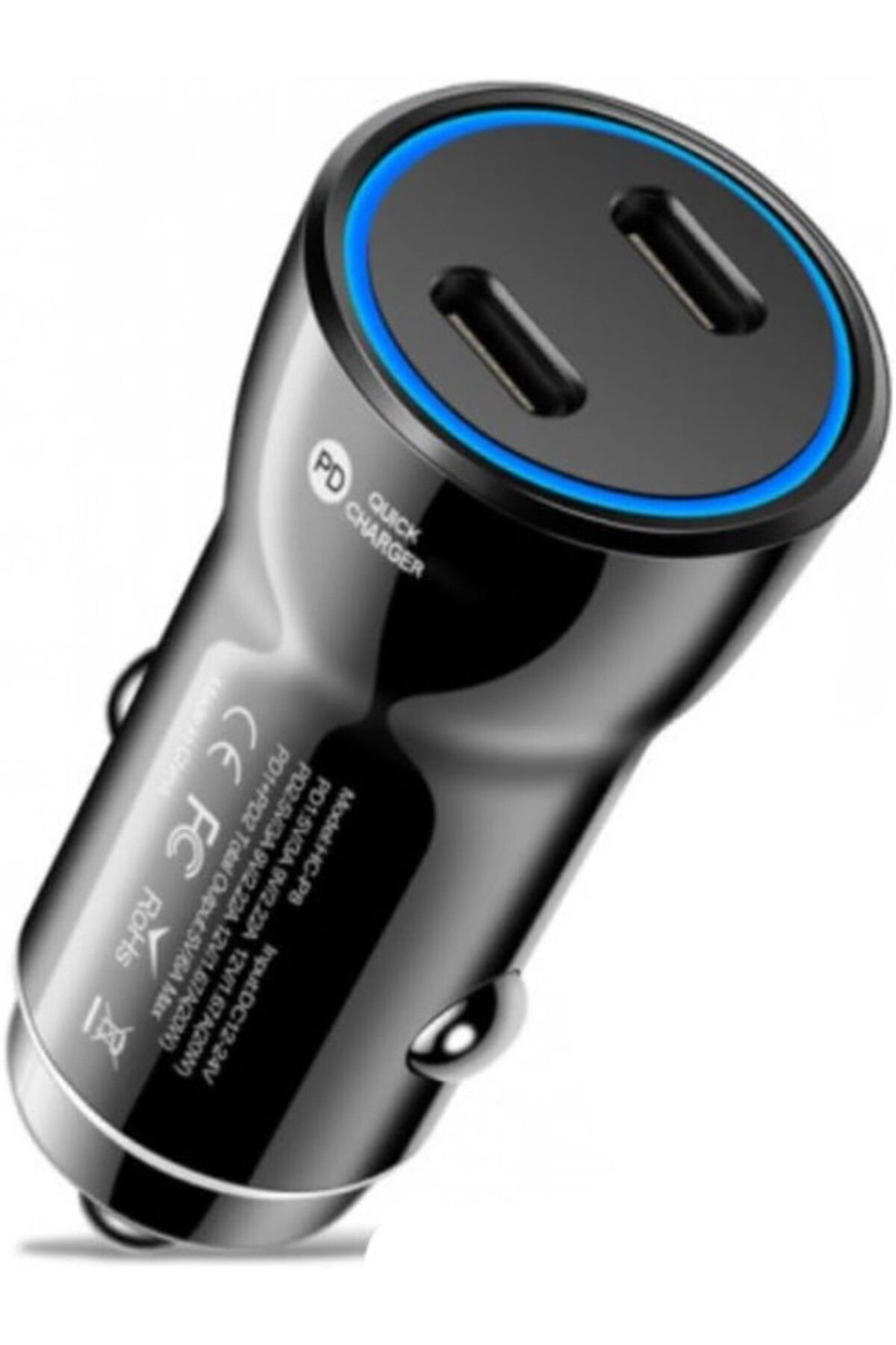 ShopZum Polham Süper Hızlı Şarj 60W Ultra Hızlı 2X Pd Type C Girişli Araç Şarj Başlığı, 12/24V