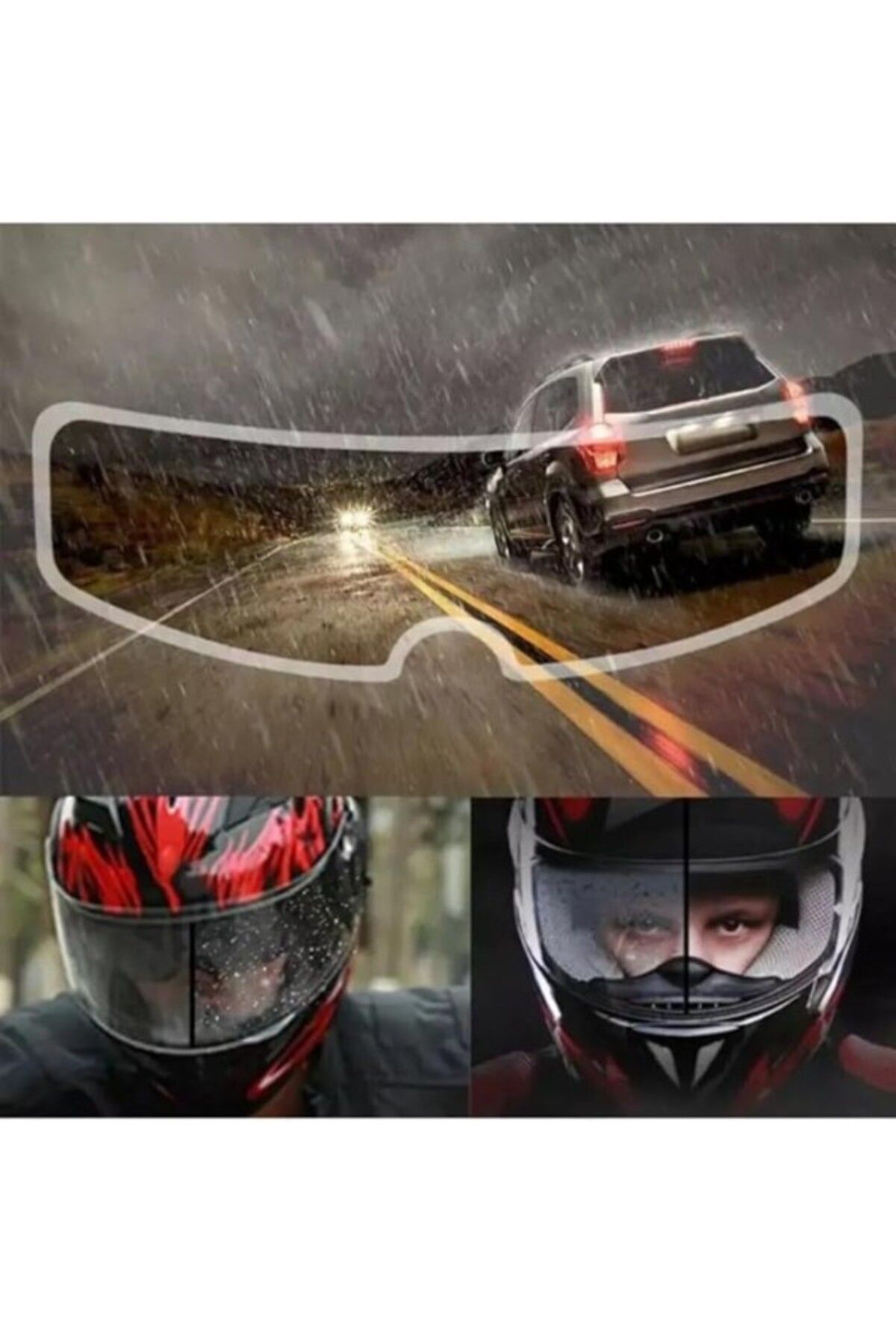 ShopZum Tüm Kasklara Uyumlu Motorsiklet Kask Ön Cam Sticker Film Yağmur Buğ Engelleyici Su
