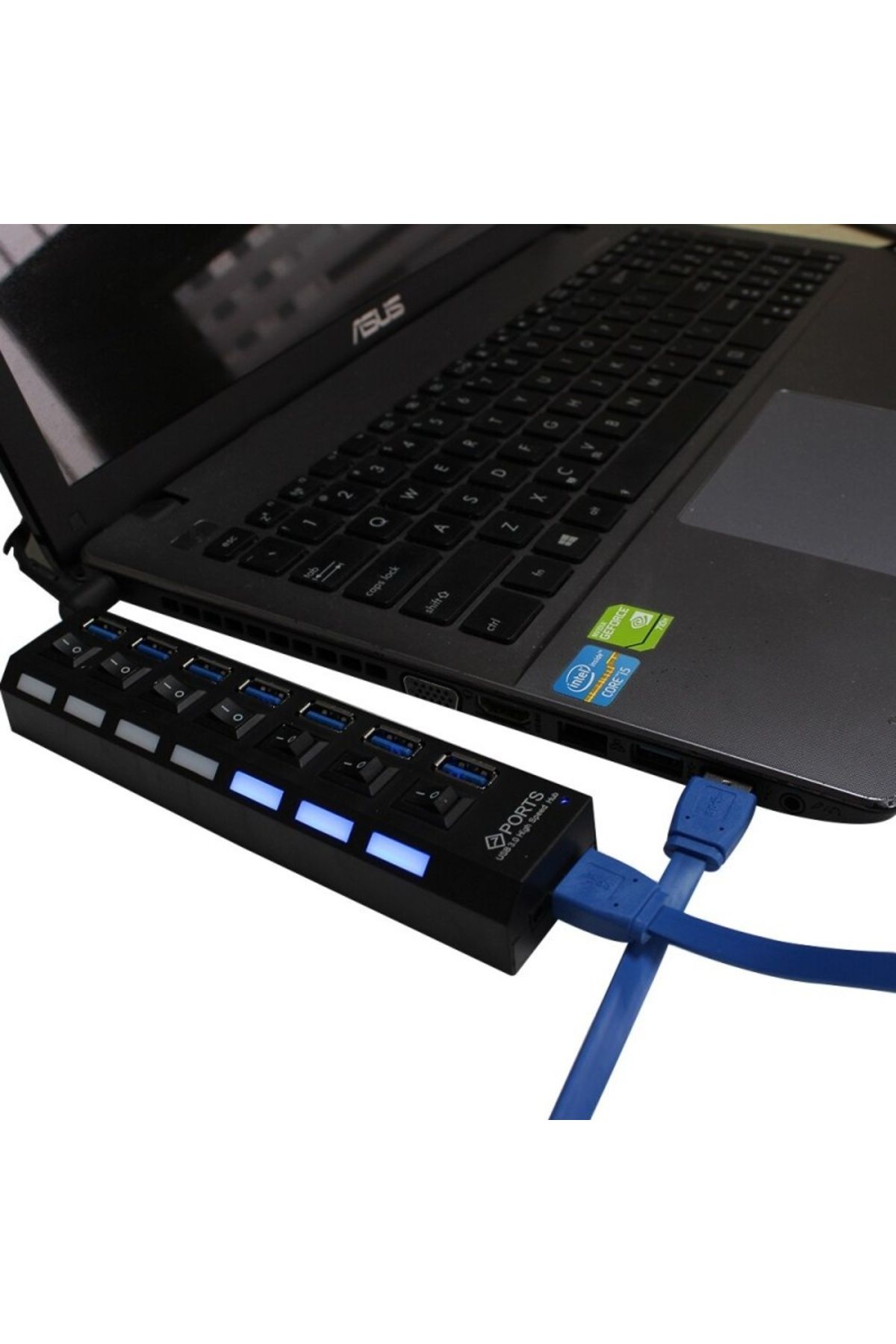 TECHSTAR-USB Hub Techstar® HB6, 3.0 High Speed, 7 Port USB 3.0, On/Off Button, High Speed USB 3.0 Connection, 3