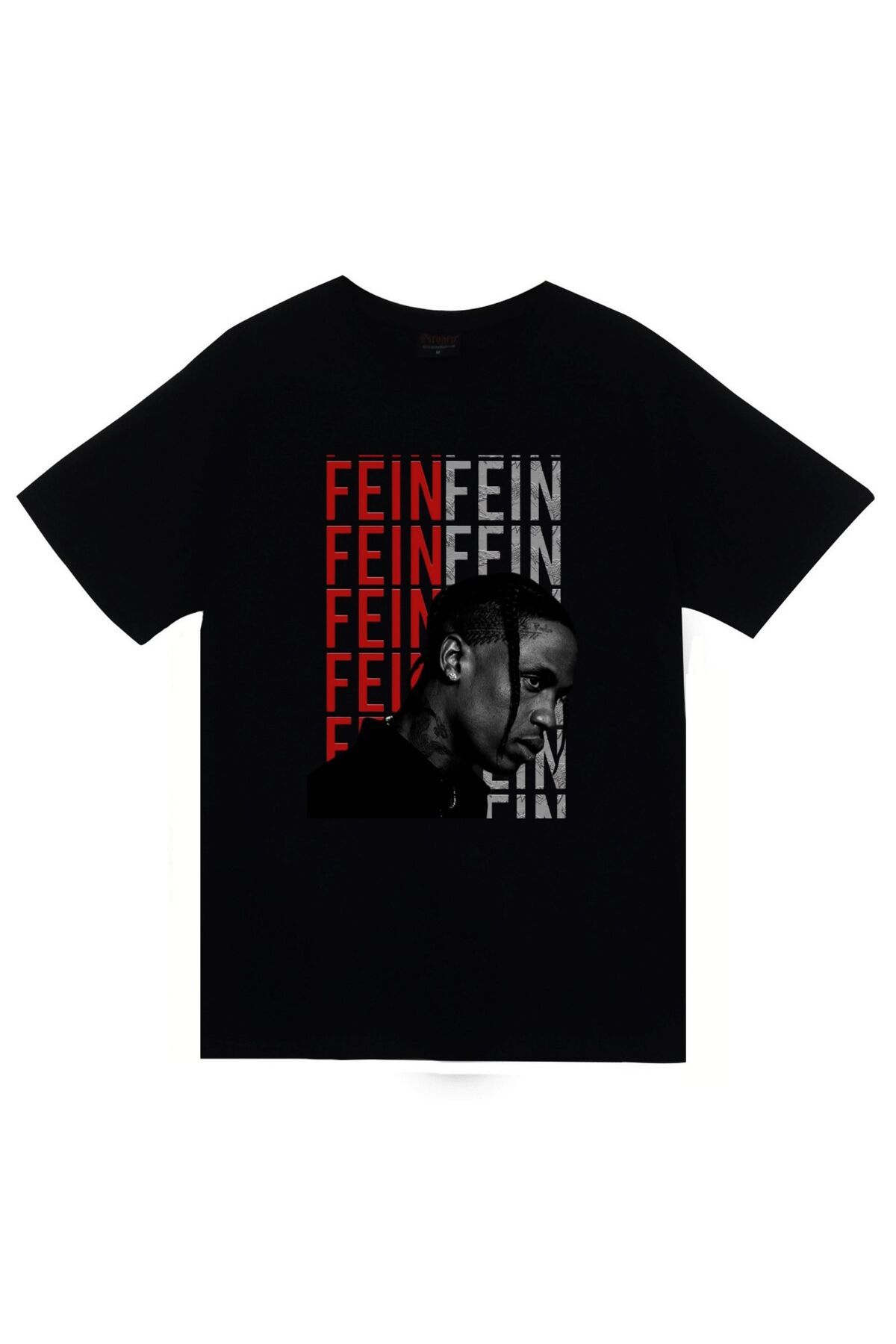 fame-stoned Travis Scott Baskılı Unisex %100 Pamuk Siyah T-shirt