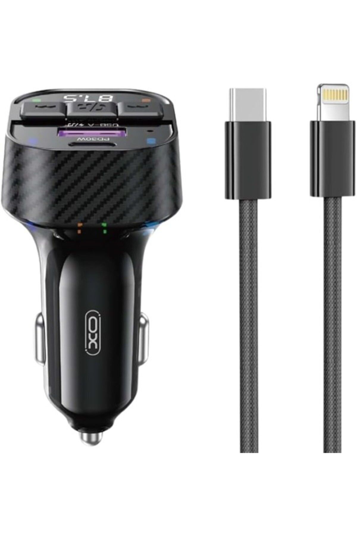 ShopZum Araç Mp3 Şarj Cihazı Bcc17- Lightning Örgü Kablo - 30W Pd Hızlı Şarj, Bluetooth V5.3, Fm Verici