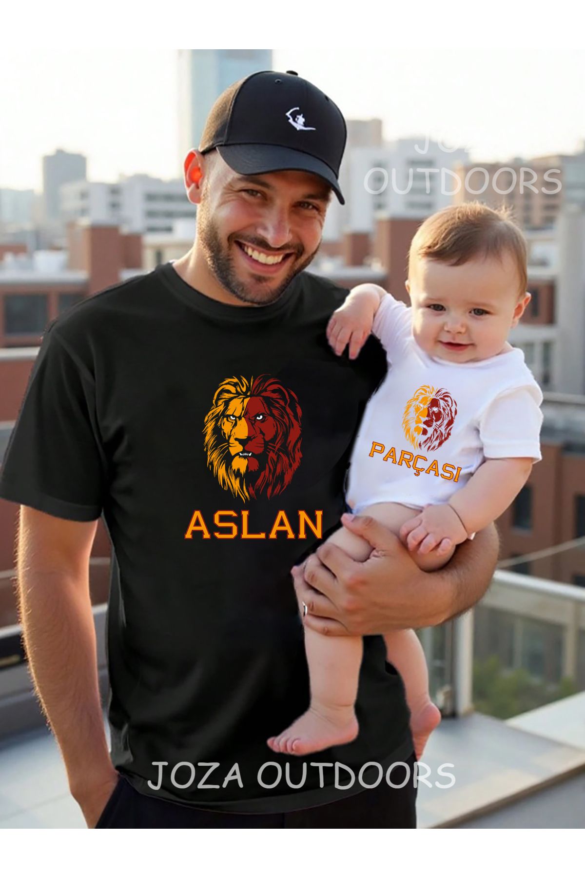 Jobia Outdoors Aslan Parçası Baskılı Oversize Tshirt Baba Çocuk Kombini ( TEK ÜRÜN FİYATIDIR )