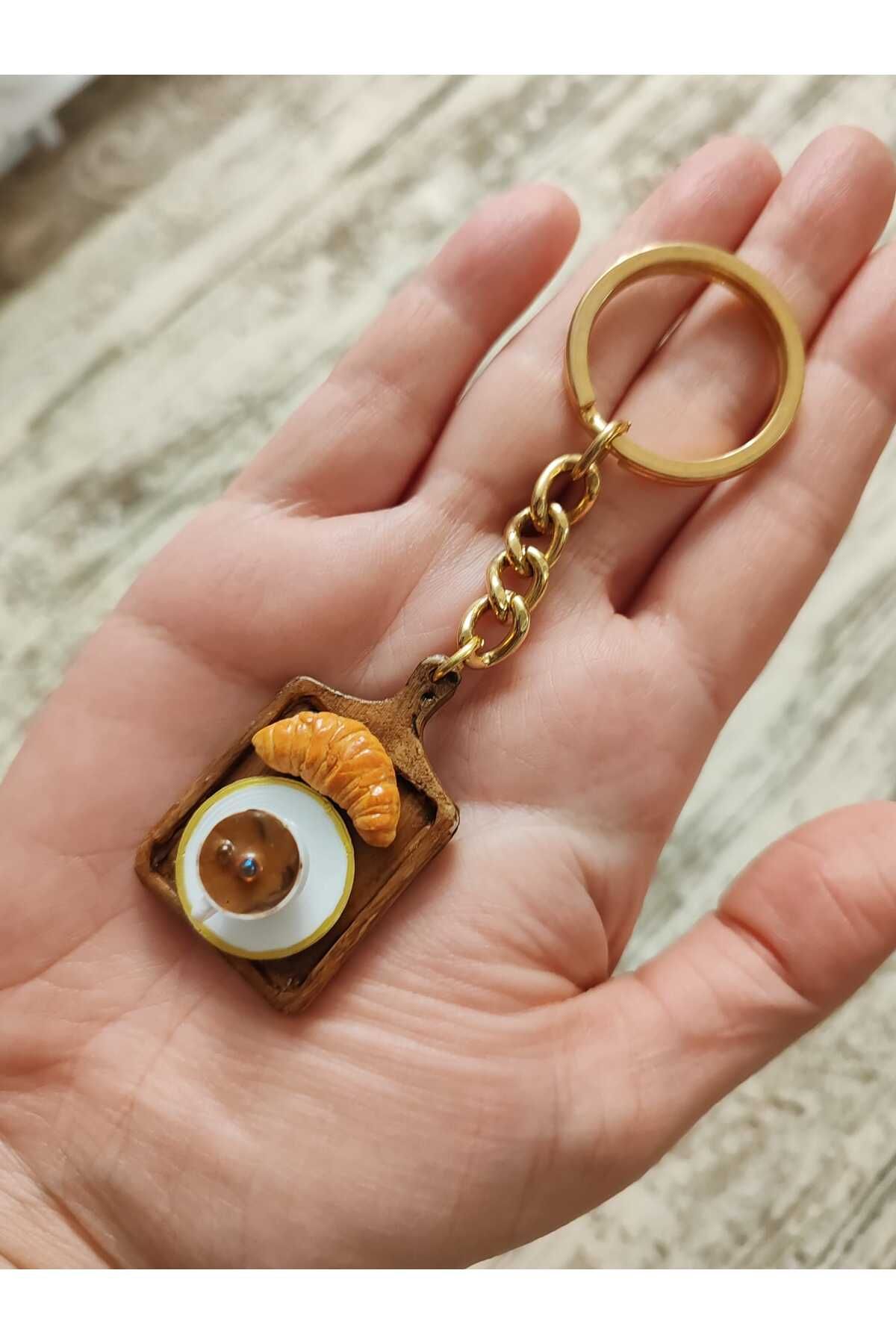 by bernArt Design BBD MİNYATÜR Tekli KAHVE /KRUVASAN ANAHTARLIK