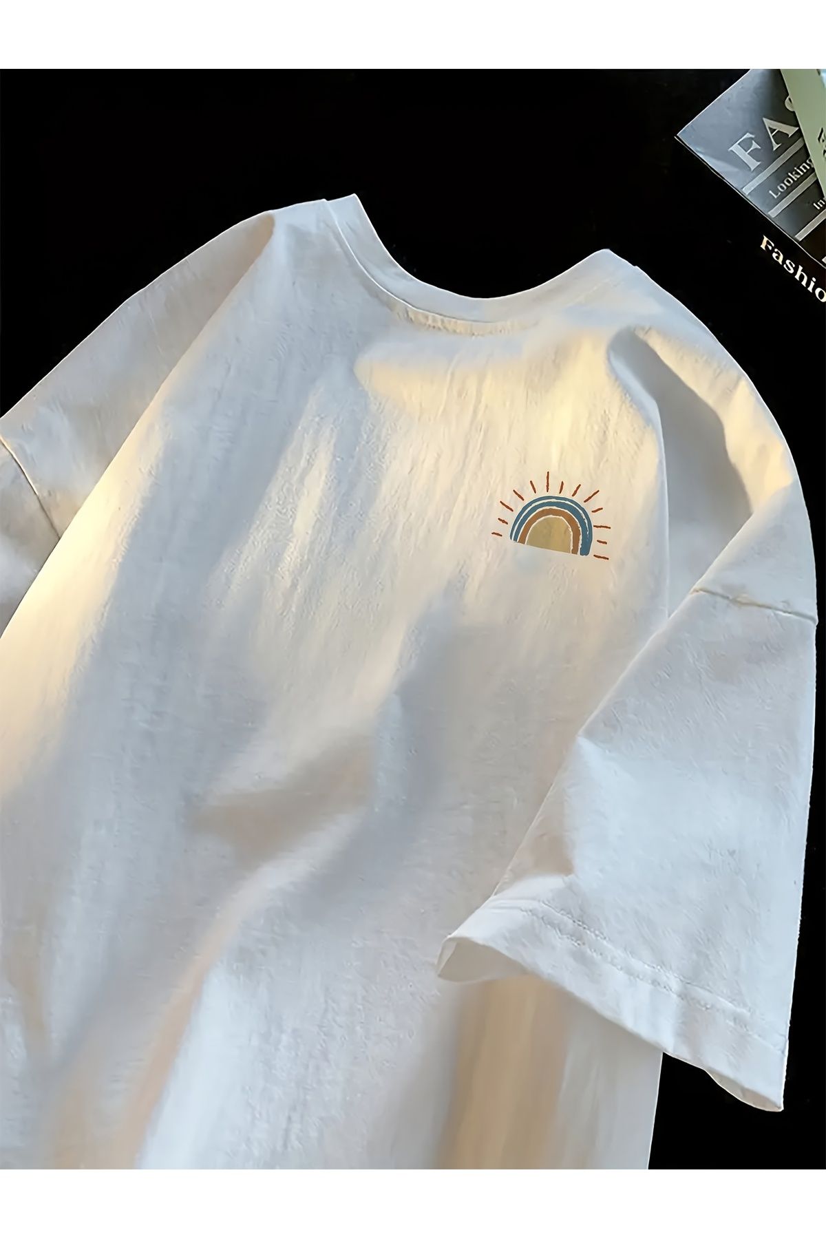Jakinta Outdoors Baskılı Oversize Bisiklet Yaka Tişört Pamuk Penye 2 İplik Unisex & Günlük Rahat