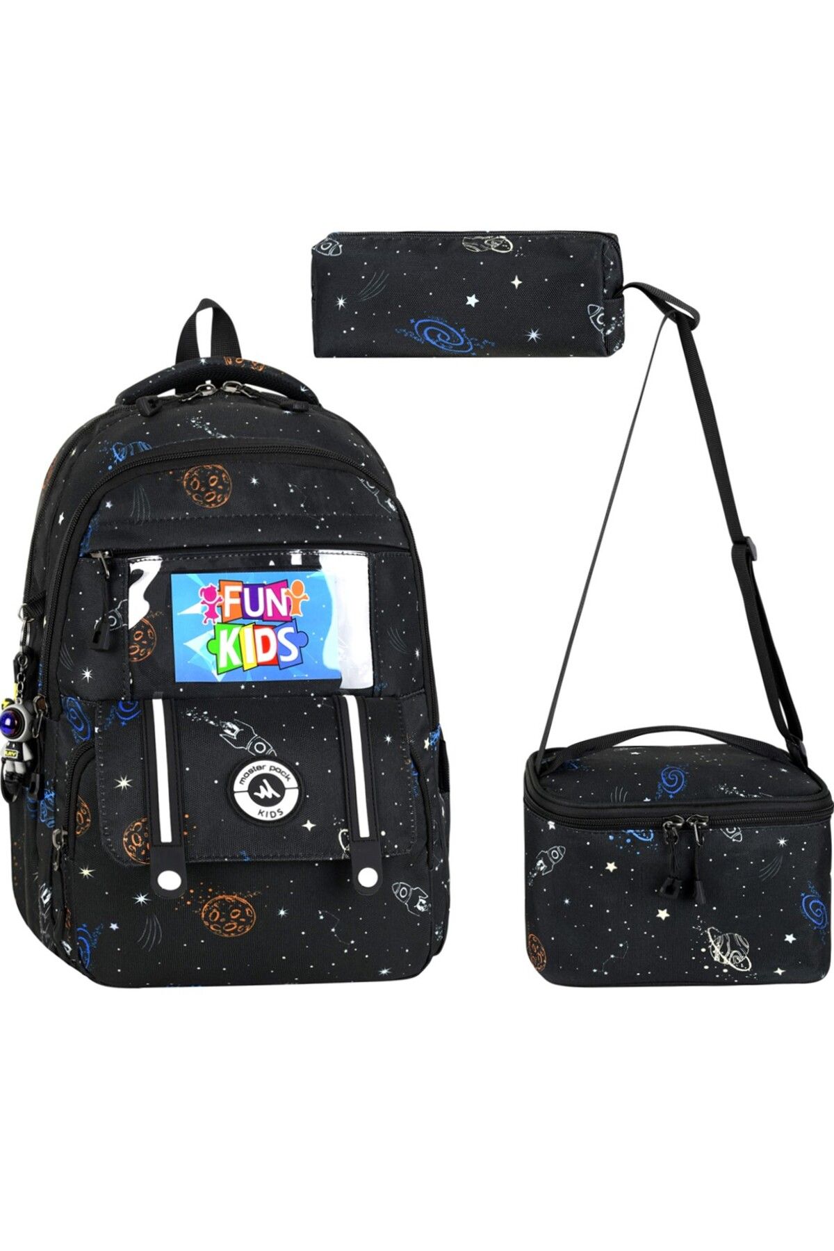 Çınka Bags Lüks Desenli Folyo Beslenmelik ve Kalemlikli Okul Çantası 3'lü Set