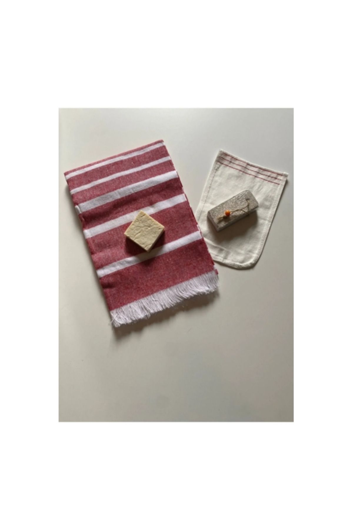Modafiks Gelin Hamamı Seti, Premium Peştemal , Ponza Topuk Taşı, Doğal Zeytinyağı Sabun, Kese 4lü Set
