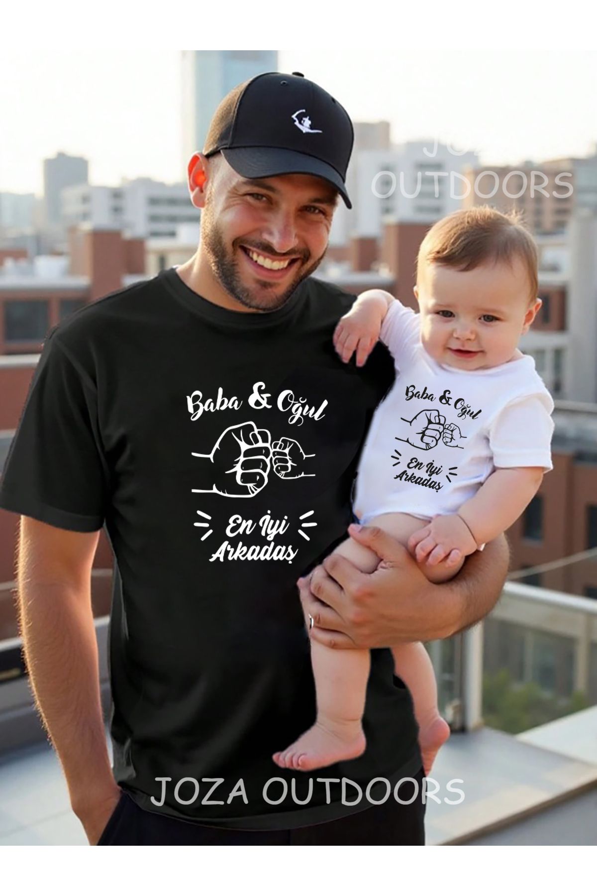 Joza Outdoors Baba & Oğul En İyi Arkadaş Baskılı Oversize Tshirt Baba Çocuk Kombini ( TEK ÜRÜN FİYATIDIR )