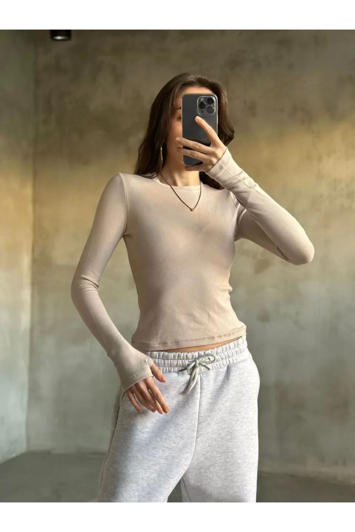 FantaziAtölyesi Parmak Geçmeli Buzi Body - Bej