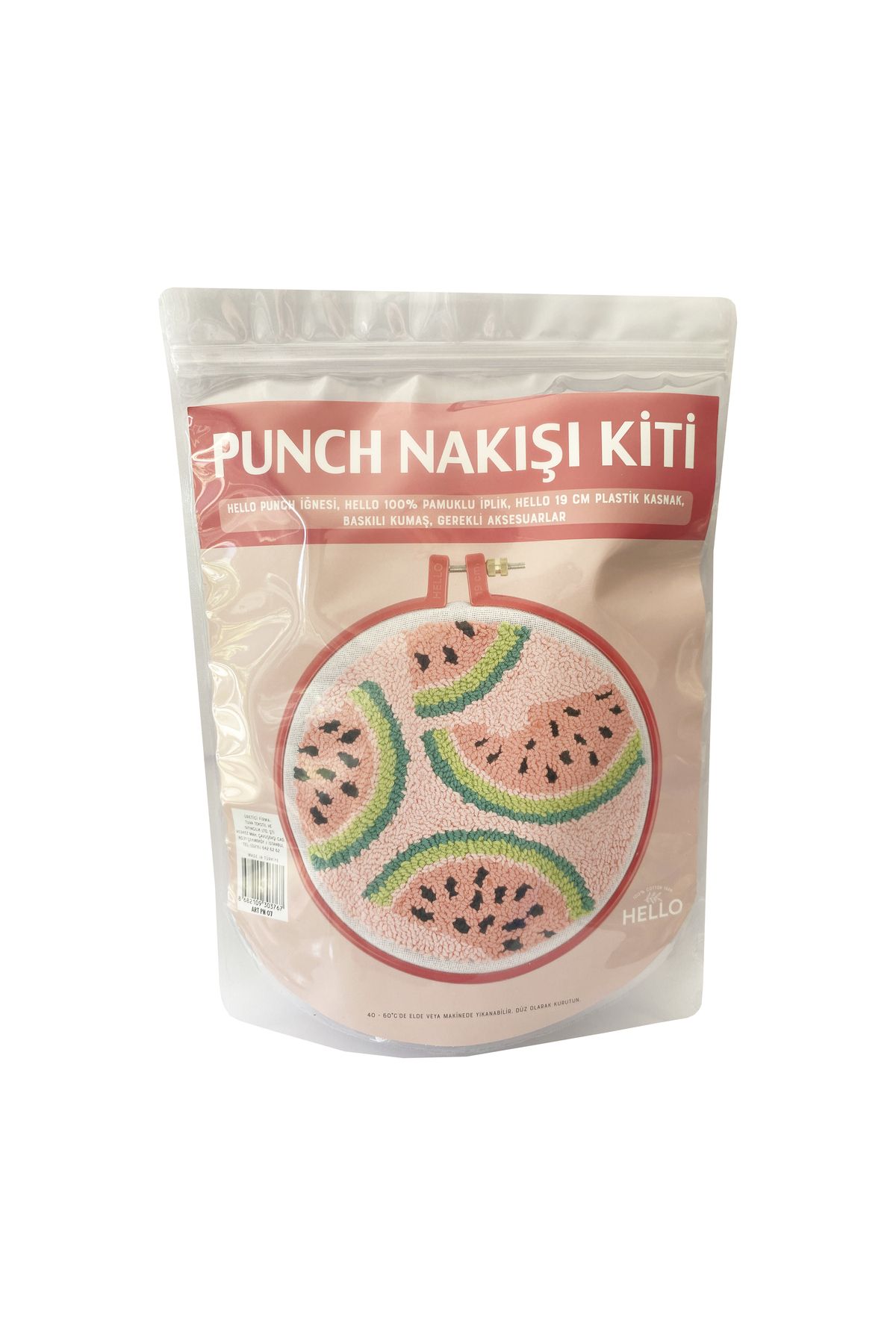 Hello Punch Nakış Kiti Karpuz Desenli Kumaş Punch Yapım Seti