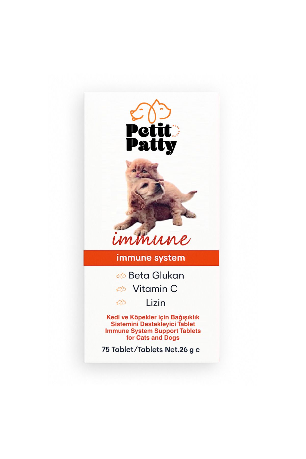 Petit Patty Immune System Kedi ve Köpekler İçin Destekleyici Tablet (75 Tablet)