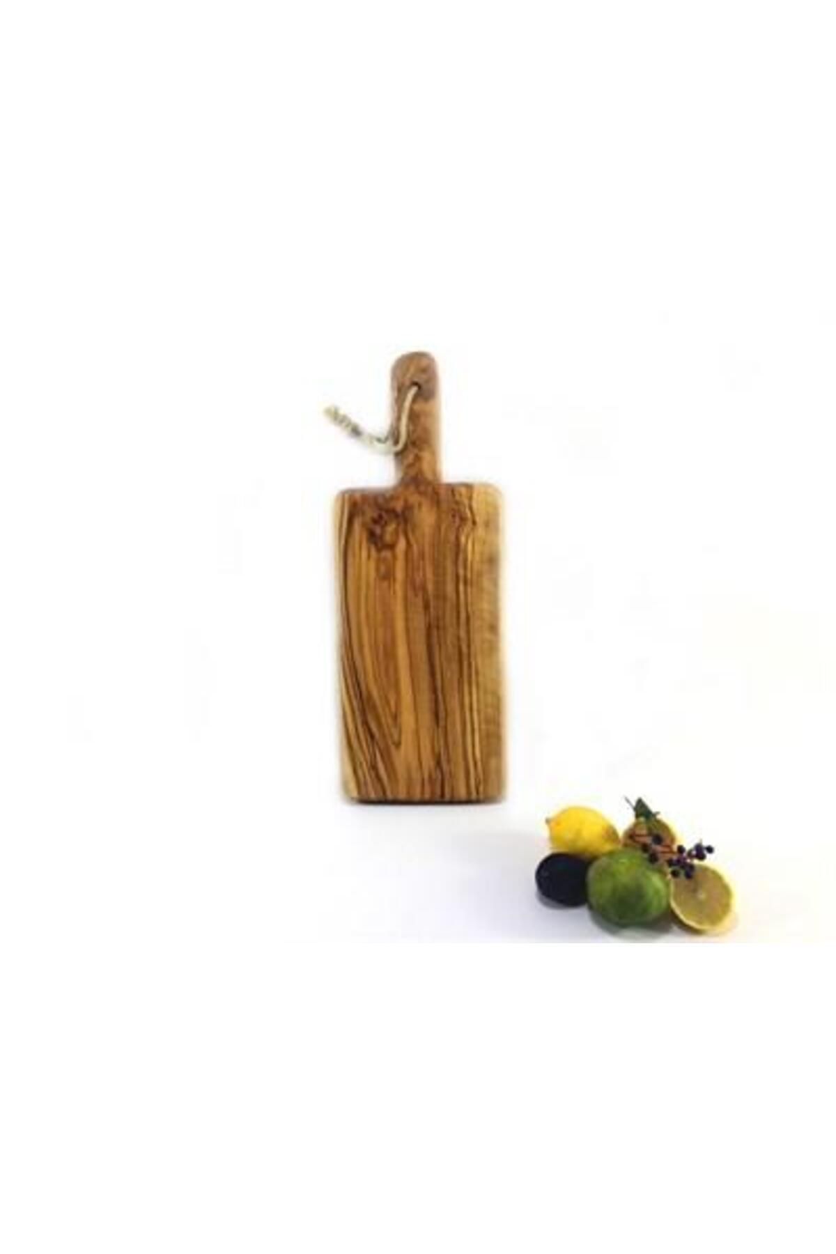 Zethome Zeytin Ağacı Ahşap Dikdörtgen Saplı Kesme Tahtası 38x16