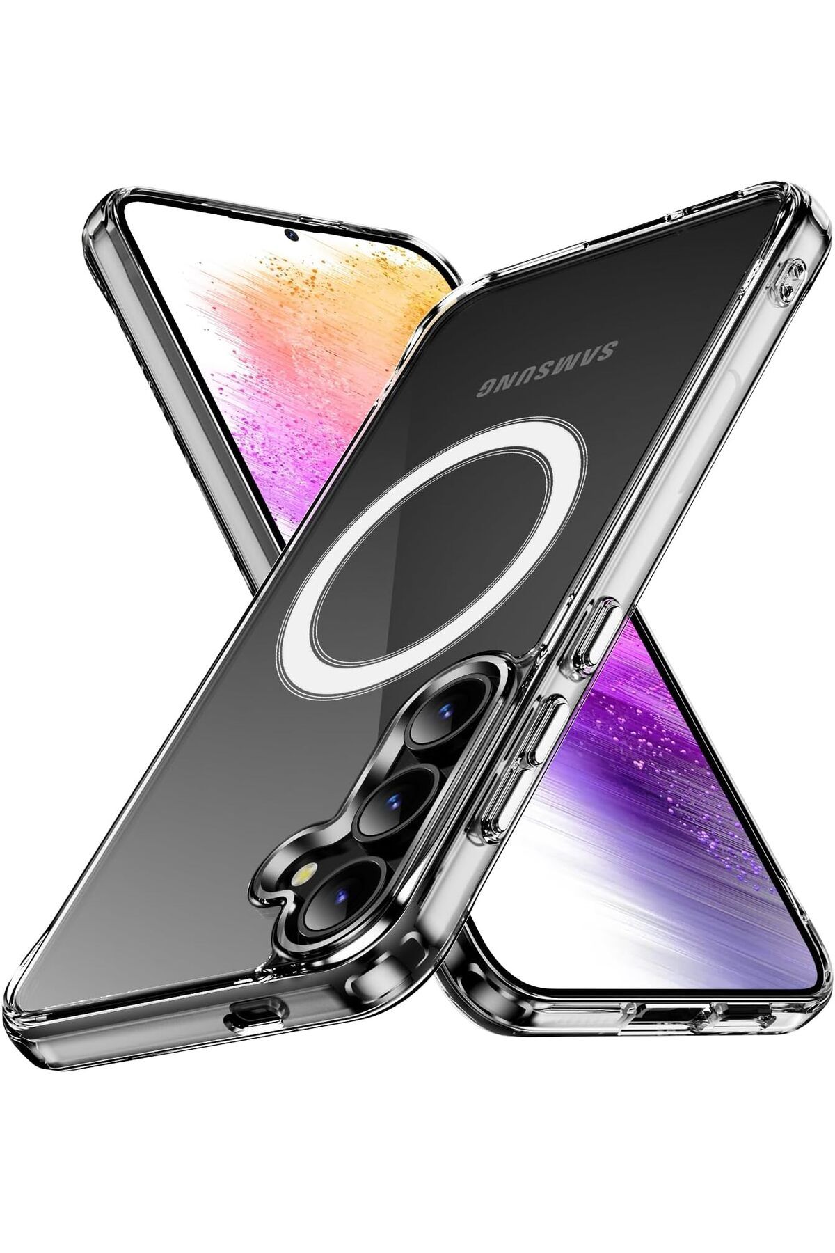 Ehr. Samsung Galaxy S24 Plus/S25 Plus Uyumlu Kamera Korumalı Magsafe Wireless Şarj Özellikli Şeffaf Silik
