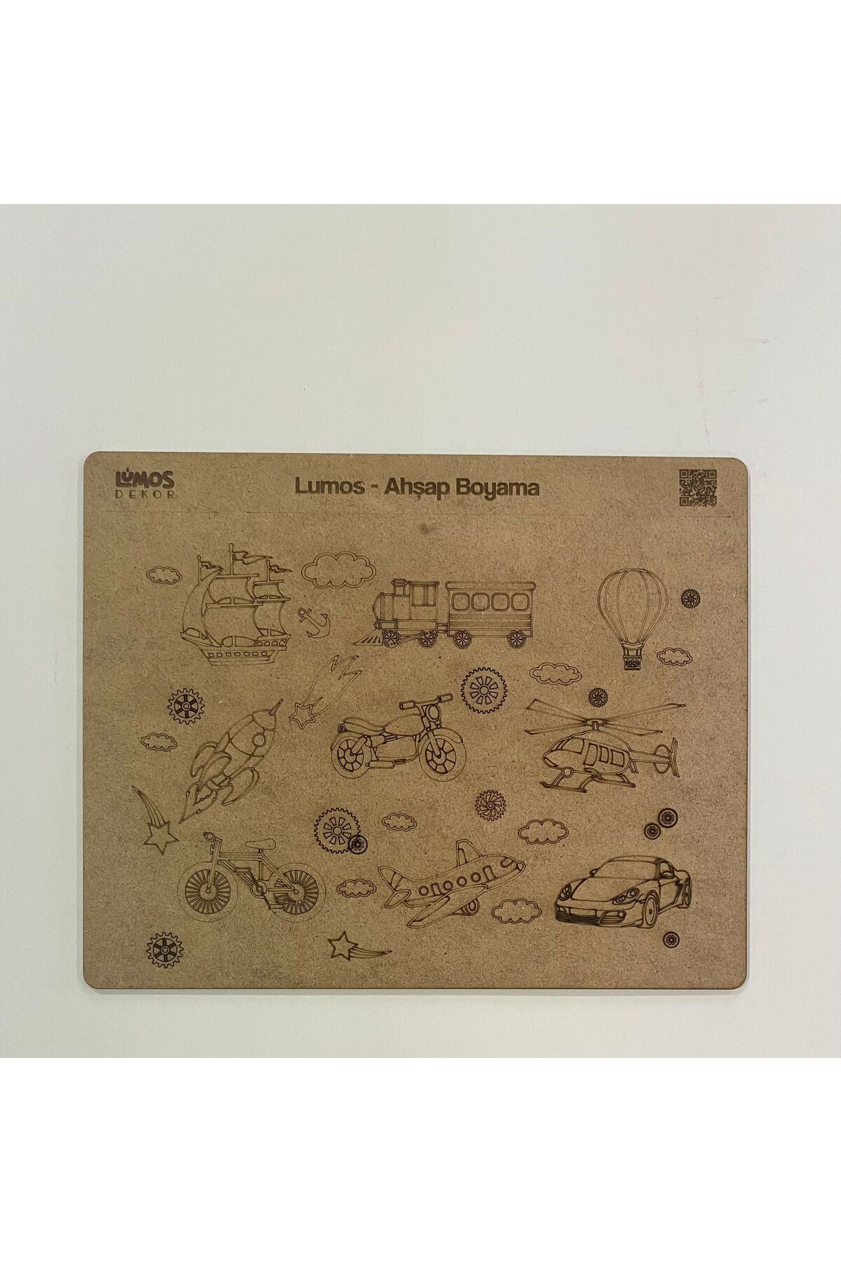 lumos dekor 4'lü Ahşap Boyama Seti - 33x27 cm MDF - Eğitici ve Eğlenceli Çocuk Aktivite Panosu - Set 2