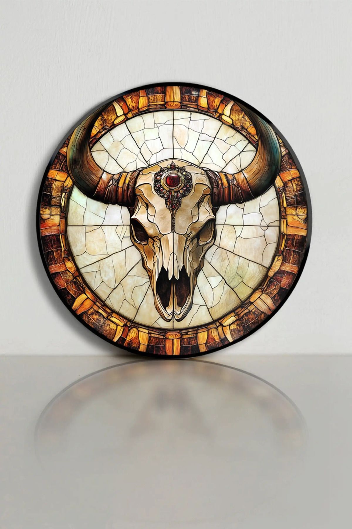 bds art sanatı evinize taşır Totem Boğa Vitray Spektrum™ Stained Glass Serisi