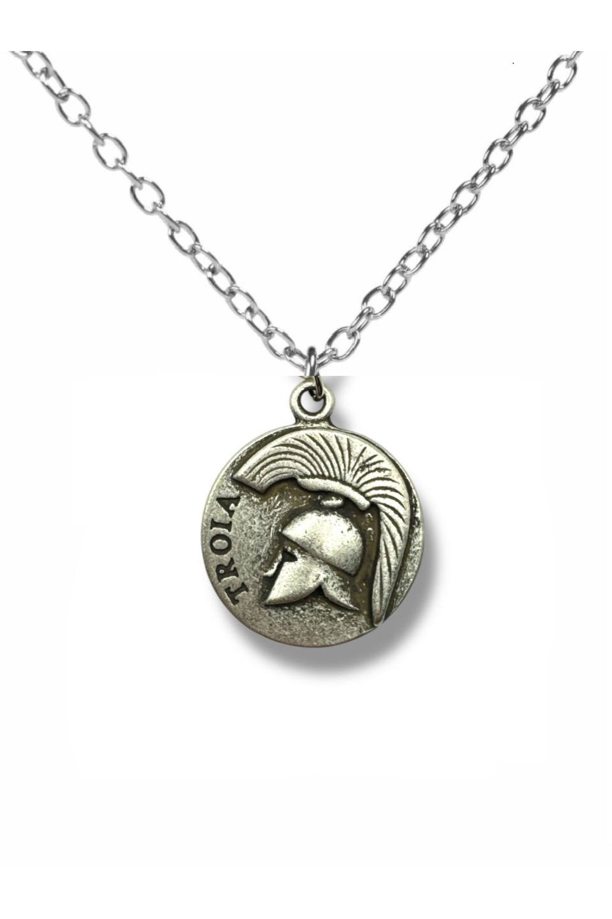 Herşey Nota Legends of Valor – Truva Gladyatör Miğferli Unisex Kolye (60 cm Zincirli)