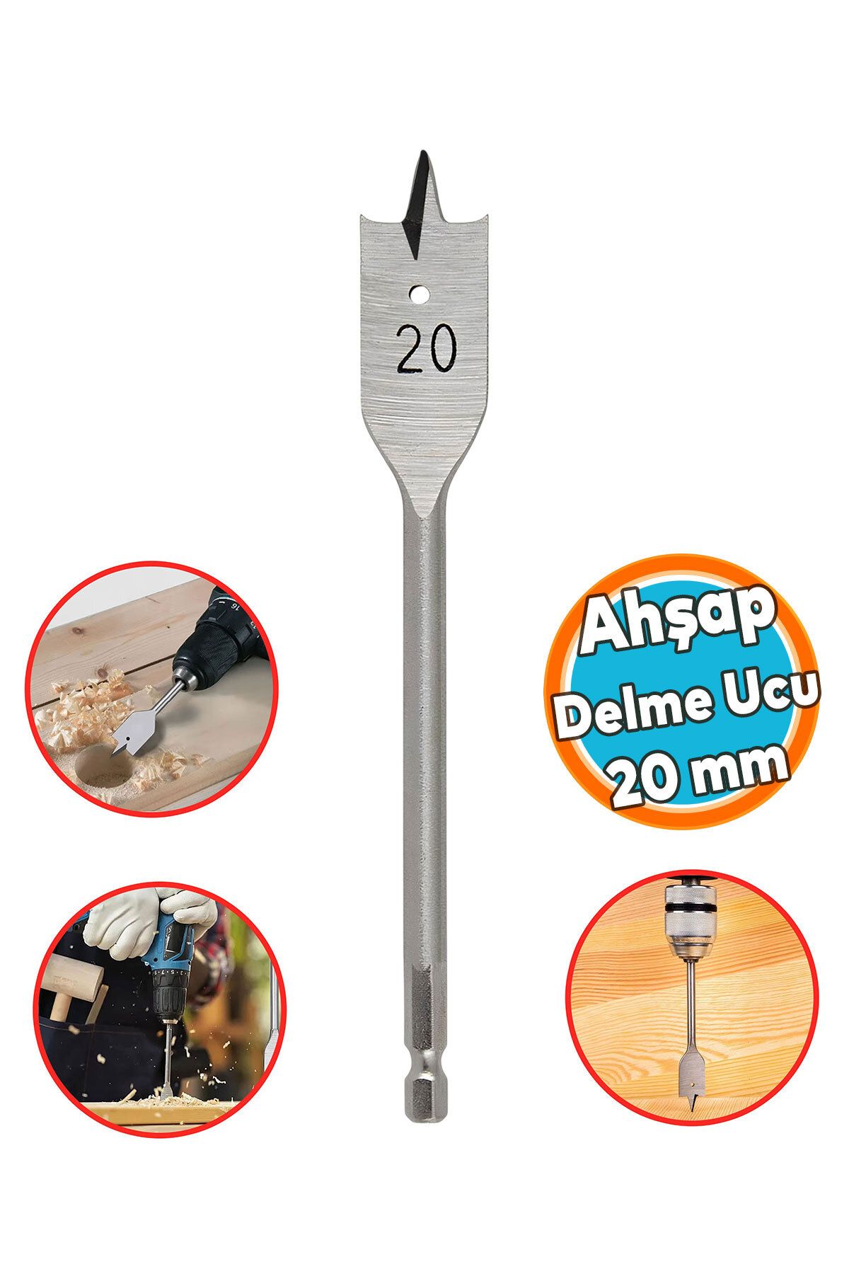 NZB Ahşap Delme Ucu Matkap Ucu Tahta Sunta Plastik Alçıpan Delme Ucu Bits Yaprak Uç 20 mm