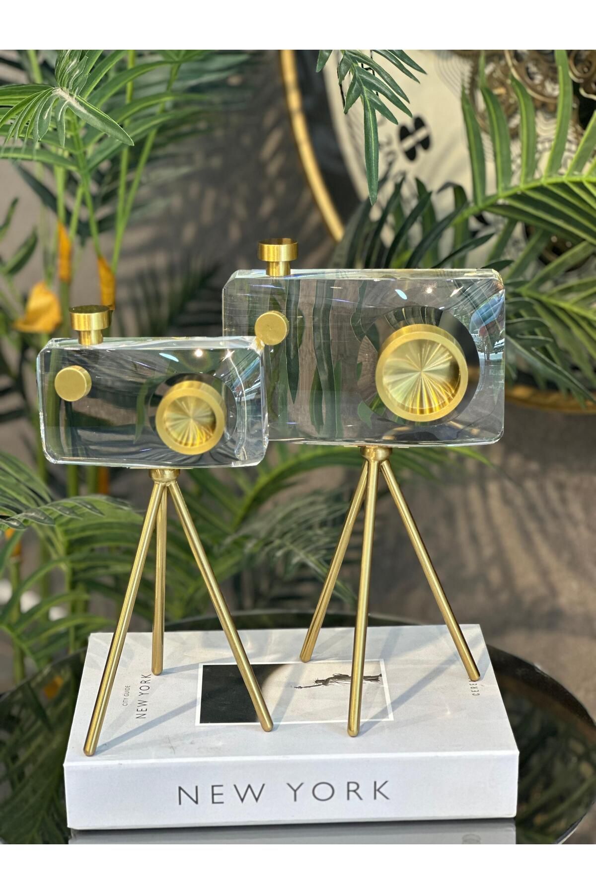 Pario Home 2'li Kristal Fotoğraf Makinesi Dekoratif Obje ve Aksesuar