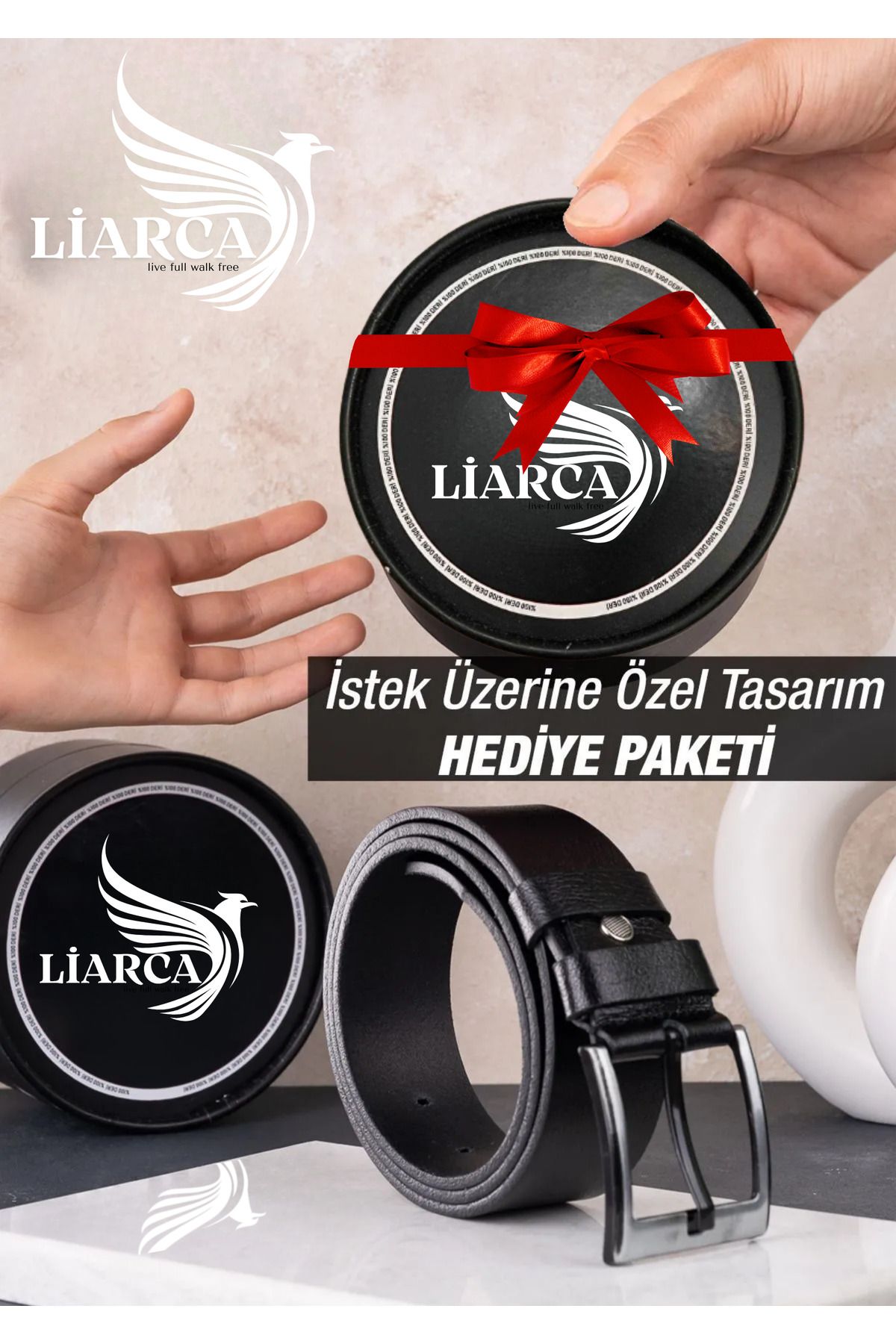 Liarca %100 Hakiki Deri Erkek Kot Kemeri 4.5 Cm Manda Derisi Siyah Hediyelik Kemer Çeyizlik Spor Kemer