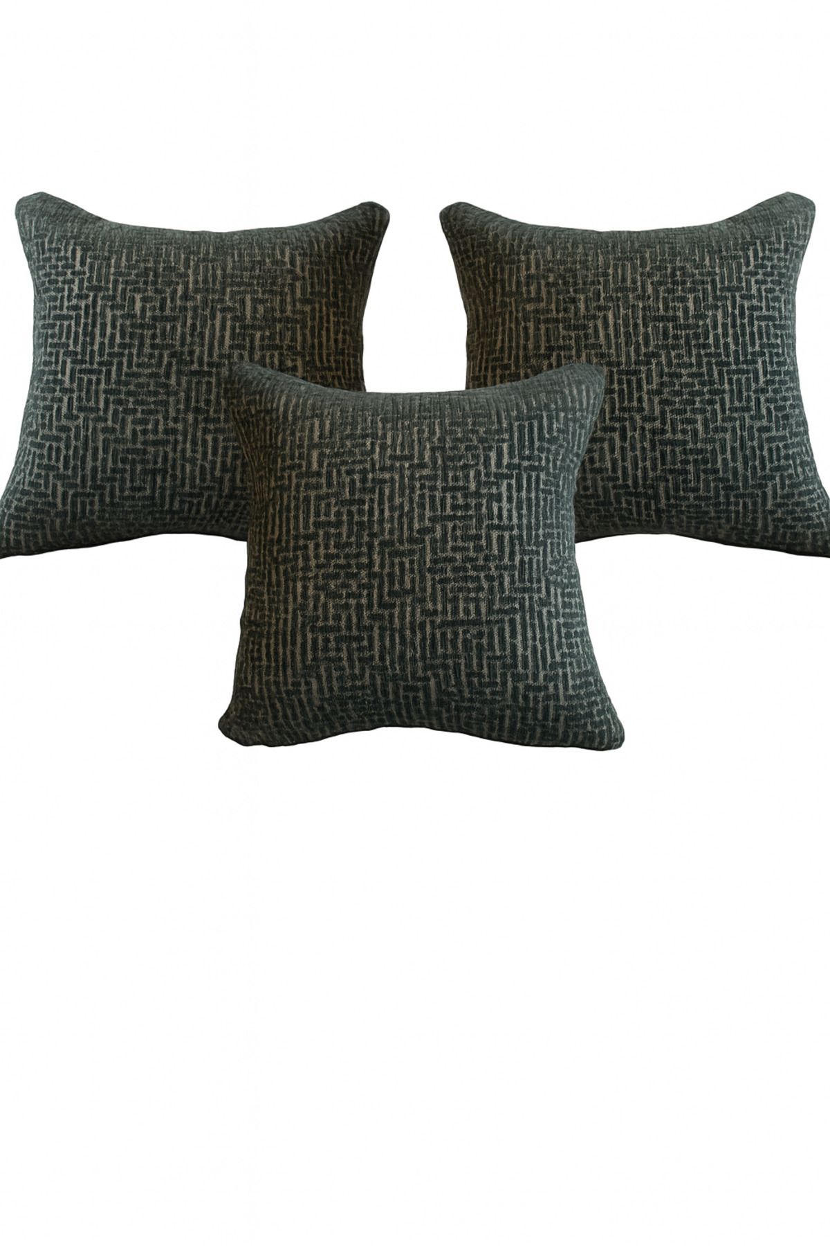 VH HOME Geometrik Doku Yeşil 3'lü Kırlent Kılıfı