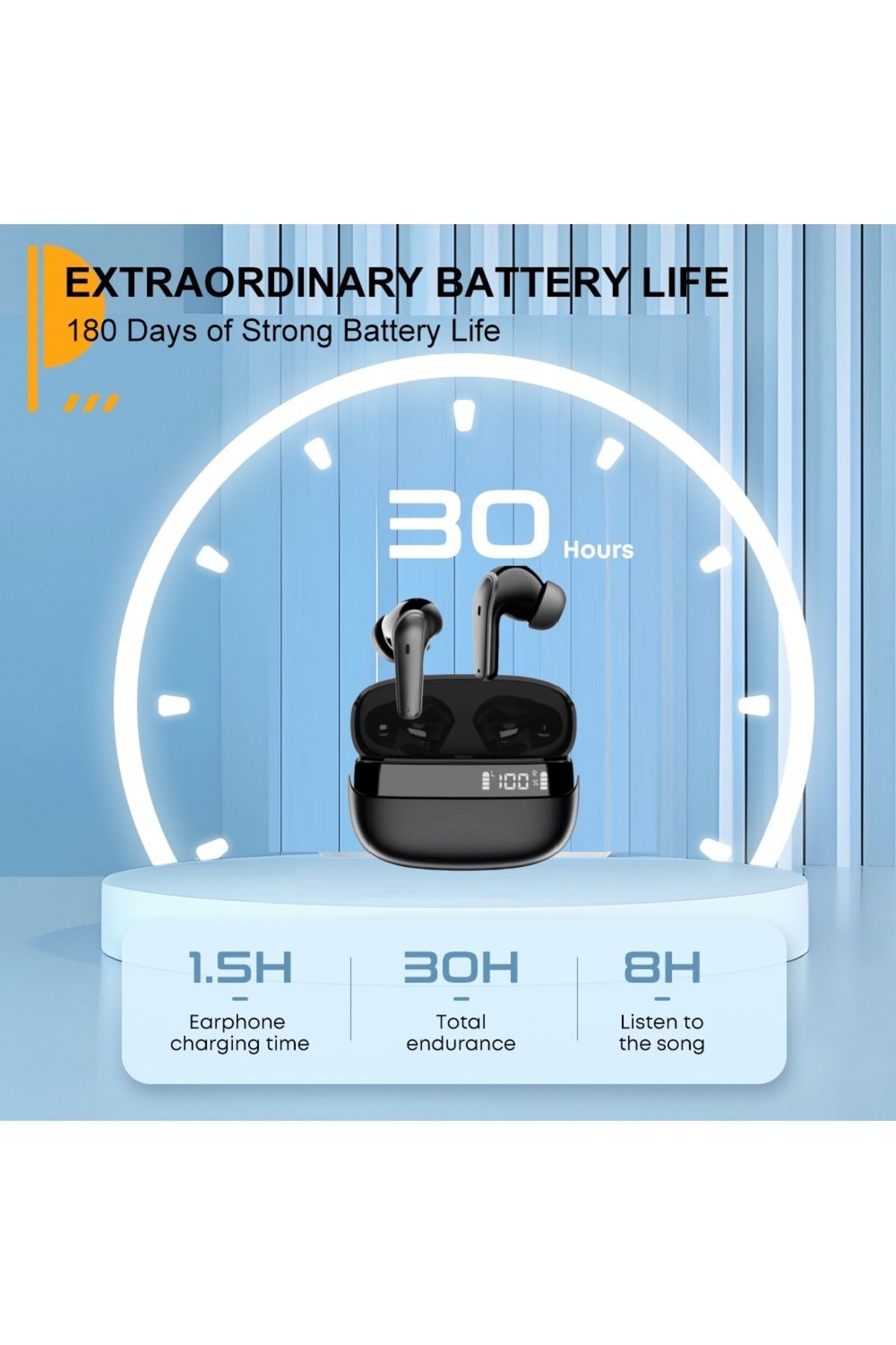 Singlait-Casti wireless Bluetooth, Singlait ANC SG03, in ear, fara fir, afisare led, autonomie 30 h, negru 3