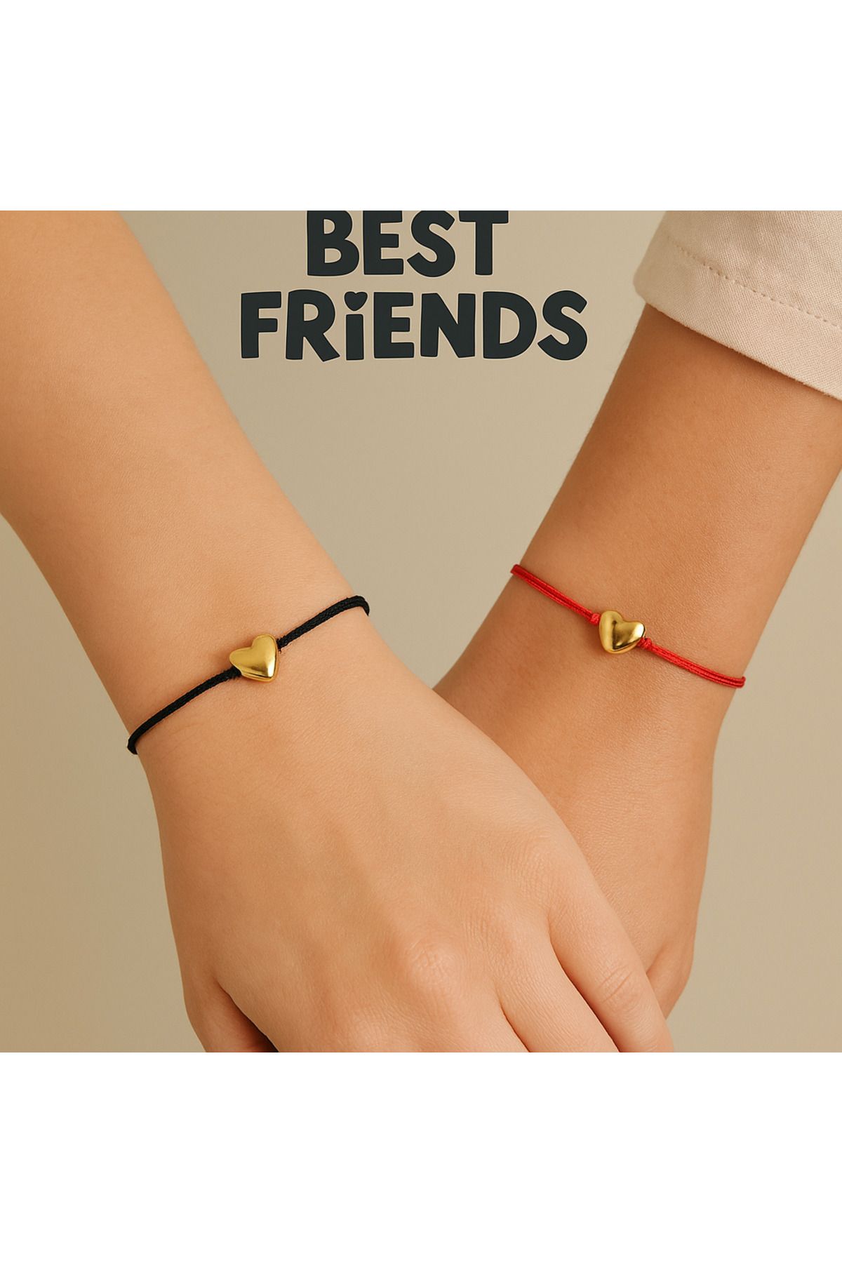 materialist İkili Kalpli Arkadaşlık Bilekliği - Best Friends Hediye Seti