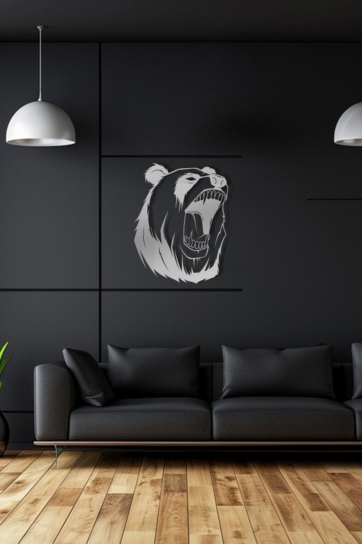 cncrafft Kükreyen Panda Metal Tablo – Modern Hayvan Temalı Duvar Dekoru