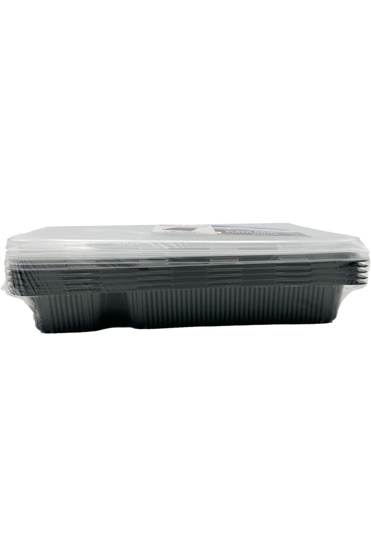Ideal Pack-Black Base Rectangular 6-Compartment Food Containers with Lids – Pack of 5 3