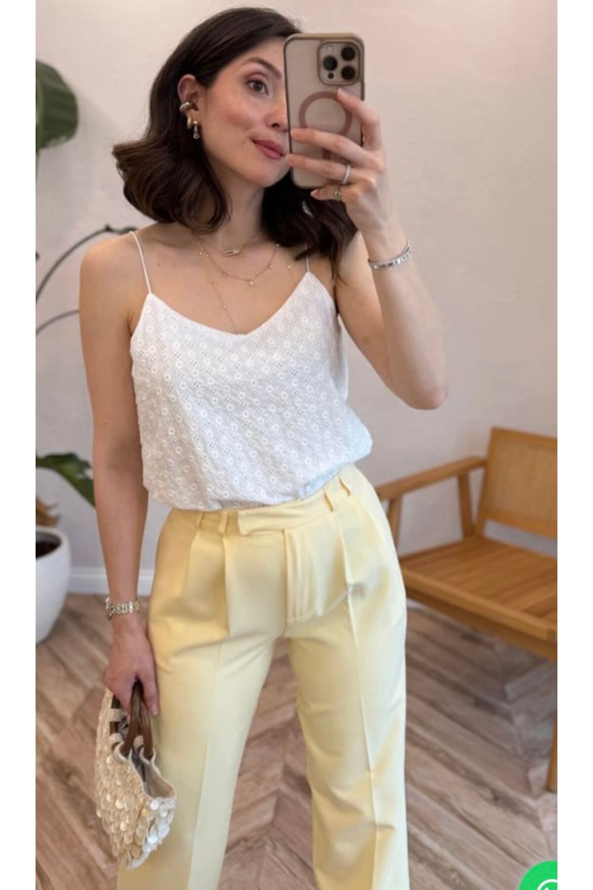 dibcollectionn İp Askılı beyaz kadın Bluz