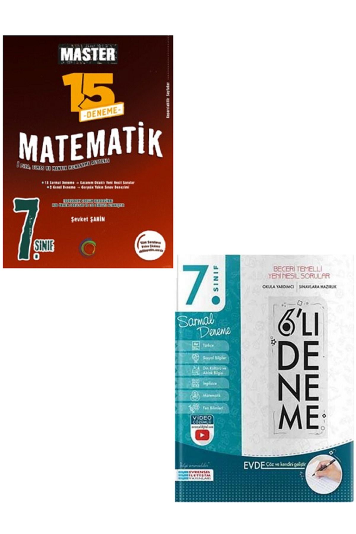 Evrensel İletişim Yayınları 7.Sınıf Okyanus Master Matematik 15'Li Deneme + 7.Sınıf Evrensel 6'Lı Sarmal Deneme / 2 KİTAP