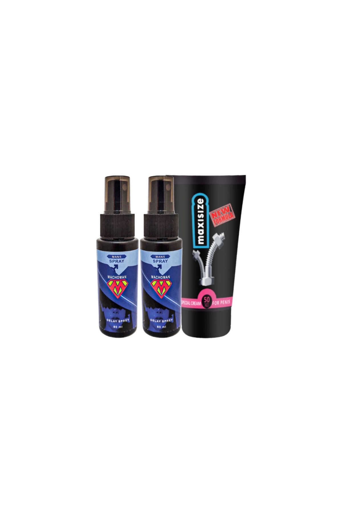 Emper Bonie 2 Tane Machoman 60 ml Erkek Zaman Spreyi + Maxi Size Erkek Özel Yeri Boyutlandırıcı Krem