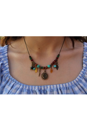 DEHNA Mistik Semboller ve Cam Boncuklu El Yapımı Kolye