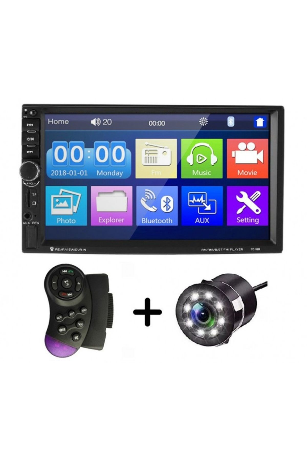 TECHSTAR-Universal Car MP5 Player 7018B, WinCE, Rear View Camera, 7" HD Touch Screen, Steering Wheel Controls 1