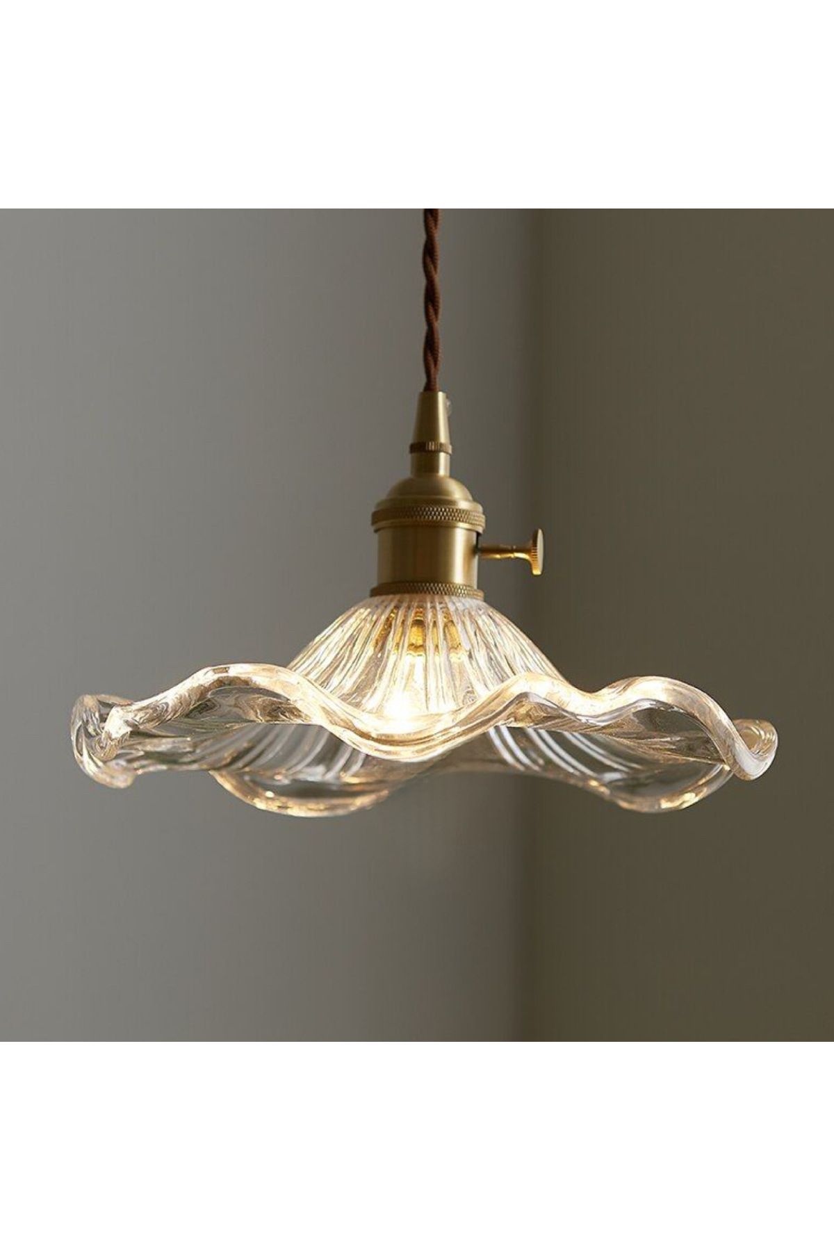 burenze Modern Tasarım Vintage Boheme Estetik El Yapımı Şeffaf Camlı Sarkıt Avize Eskitme Gold Kahve Örgü