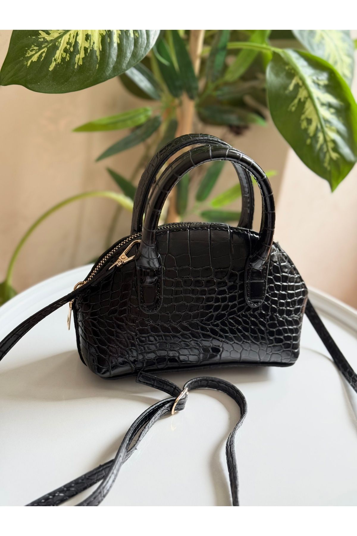 Bagnest Kadın Parlak Mini Kroko Desen Uzun Askılı El, Omuz Çantası