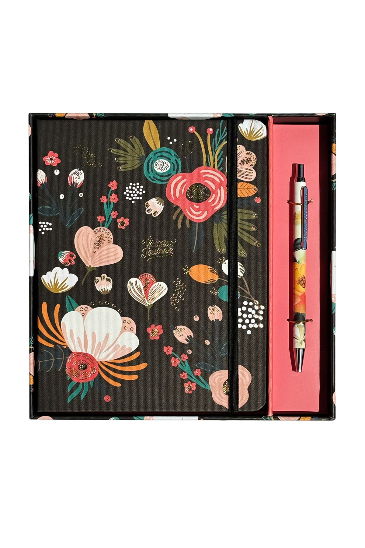 Victoria's Journals Kutulu Set, A5 Sert kapaklı Çizgili Defter ve Metal Gövdeli Tükenmez Kalem.