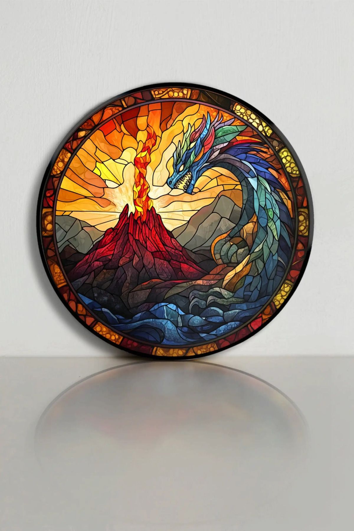 bds art sanatı evinize taşır Ejderha ve Yanardağ Vitray Spektrum™ Stained Glass Serisi