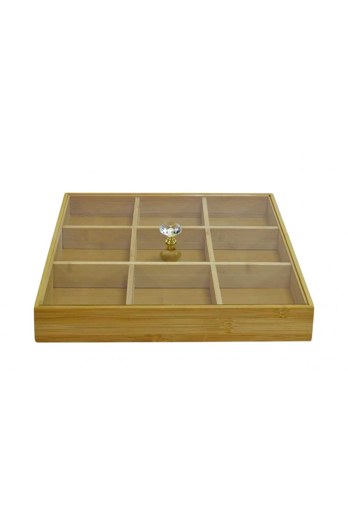 Çiftçiler Akrilik Kapaklı Bambu 9 Bölmeli ORGANİZER 34969-10