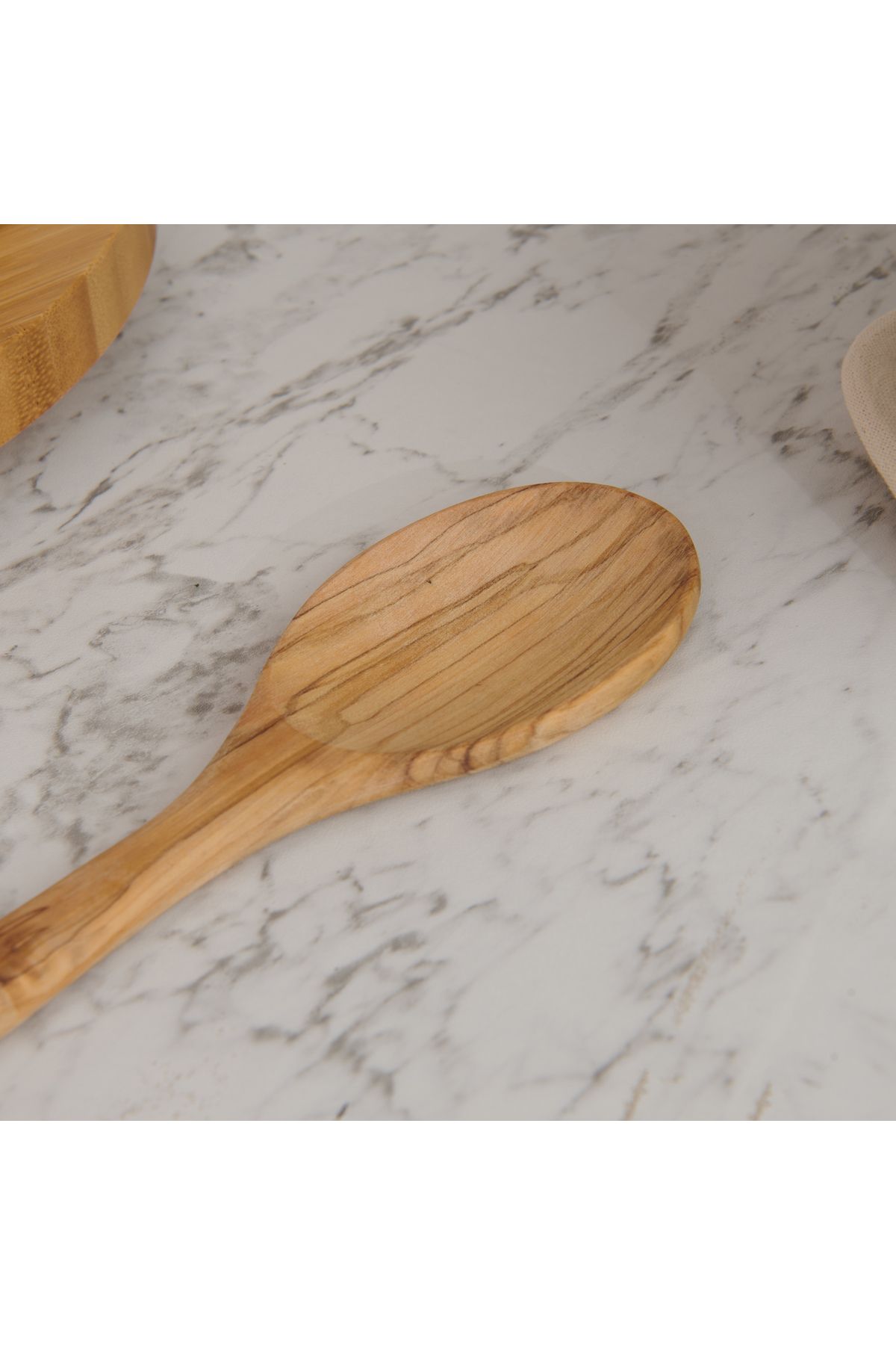 TİVOLİ Tivoli Zeytin Ağacı Geniş Servis Kaşığı - Açık Kahverengi - 30 cm