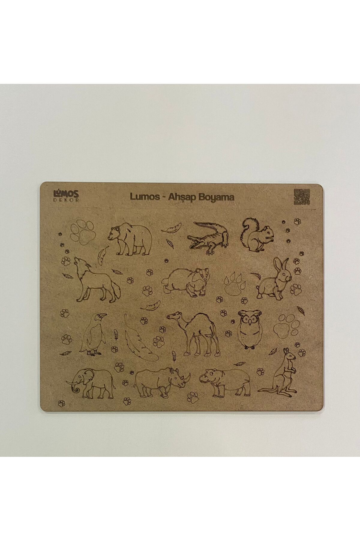 lumos dekor 4'lü Ahşap Boyama Seti - 33x27 cm MDF - Eğitici ve Eğlenceli Çocuk Aktivite Panosu - Set 4