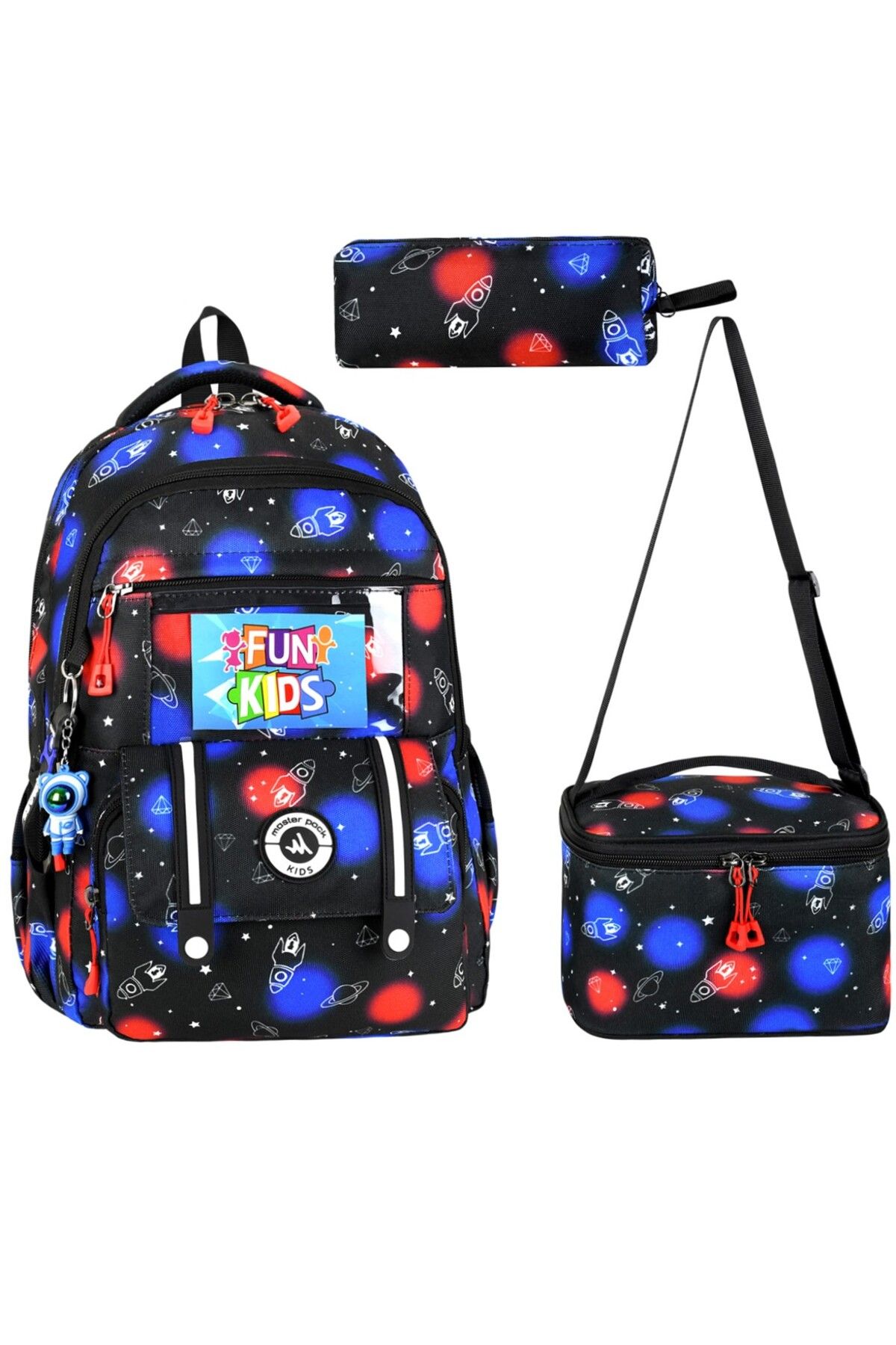 Çınka Bags Lüks Desenli Folyo Beslenmelik ve Kalemlikli Okul Çantası 3'lü Set