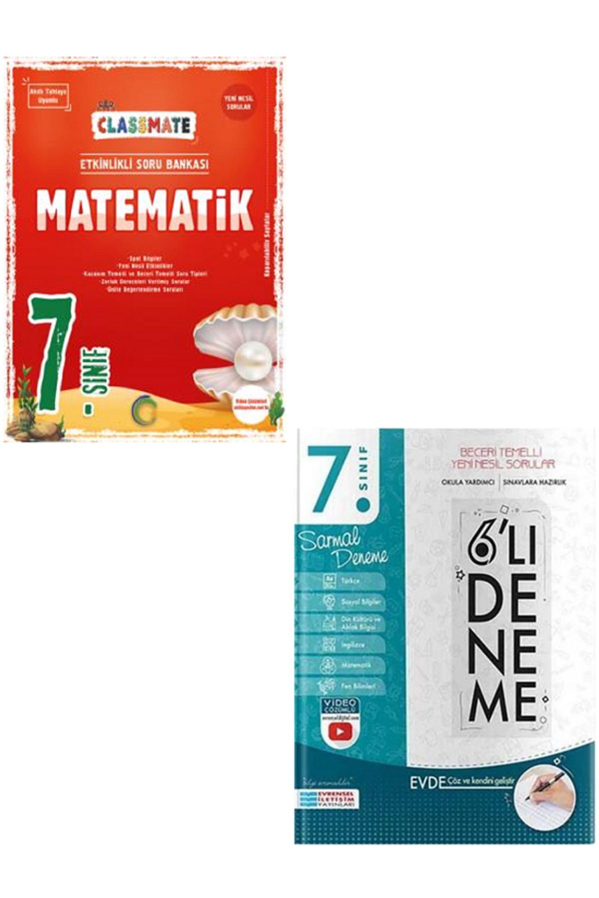 Evrensel İletişim Yayınları 7.Sınıf Okyanus Classmate Matematik Soru Bankası + 7.Sınıf Evrensel 6'Lı Sarmal Deneme / 2 KİTAP