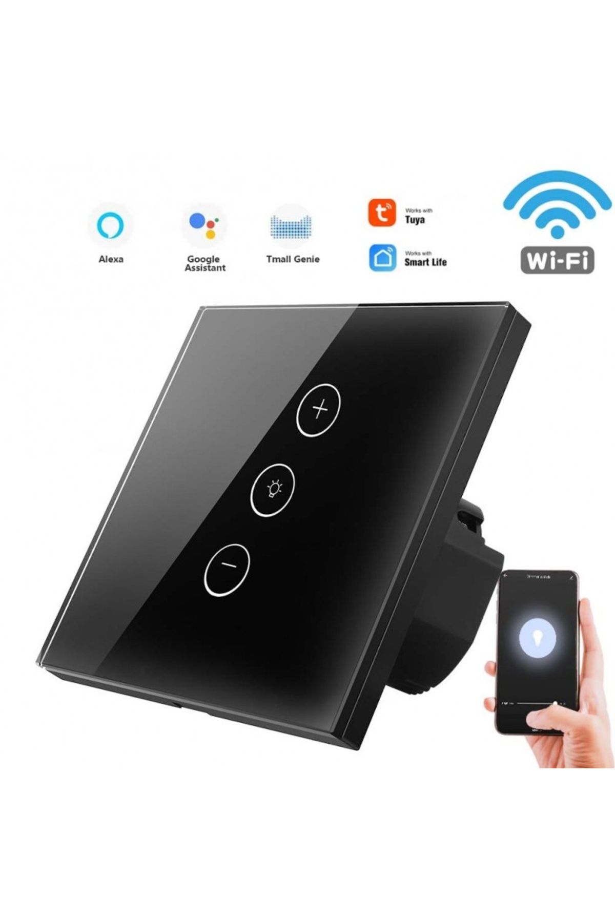 TECHSTAR-Întrerupător tactil inteligent ® V2, wireless 2,4 GHz, variator de intensitate, sticlă securizată, design modern, iluminare LED 2