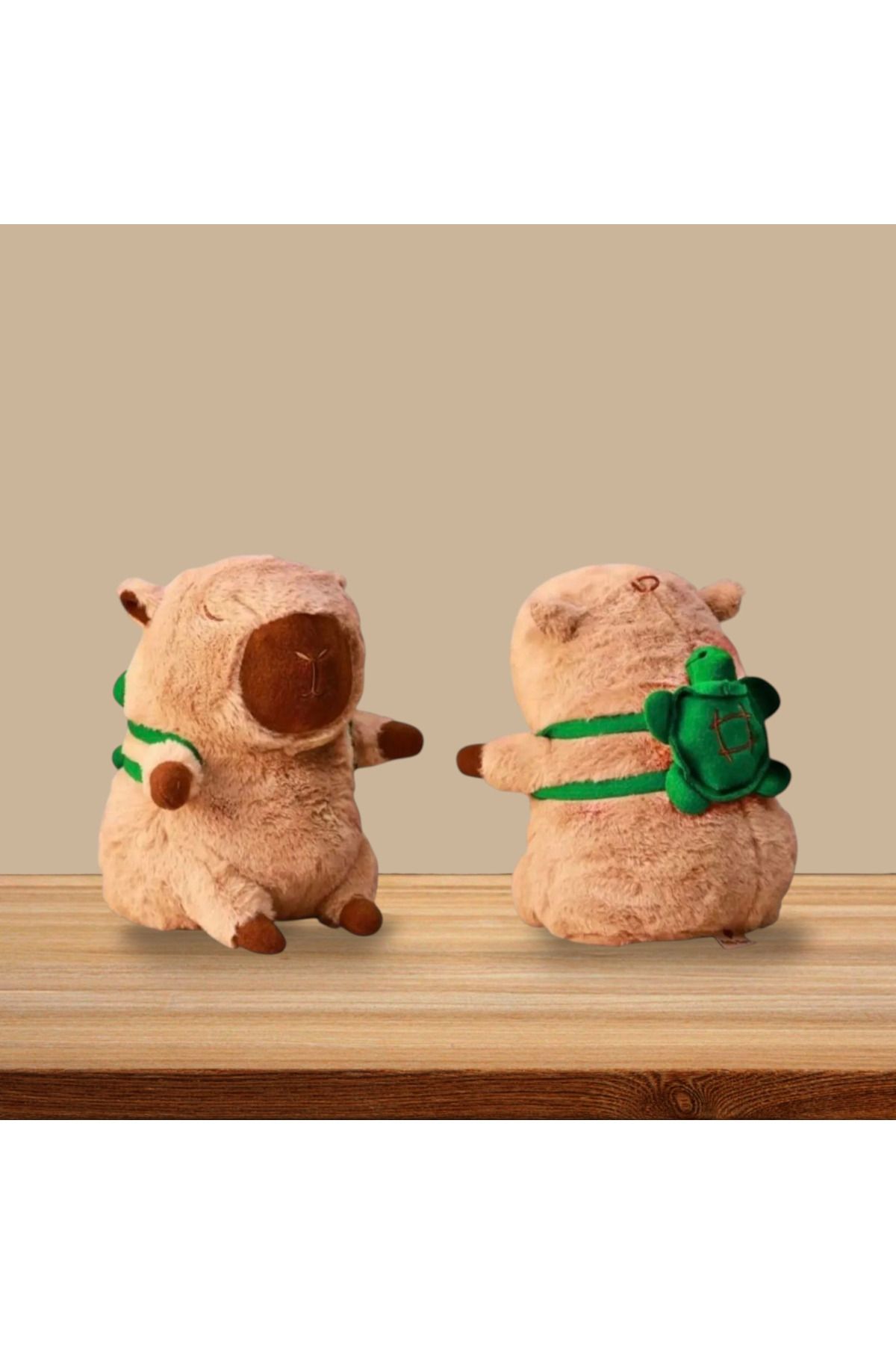 littleandmore Peluş Kapibara Oyuncak Uyku Arkadaşı Kaplumbağa Sırt Çantalı