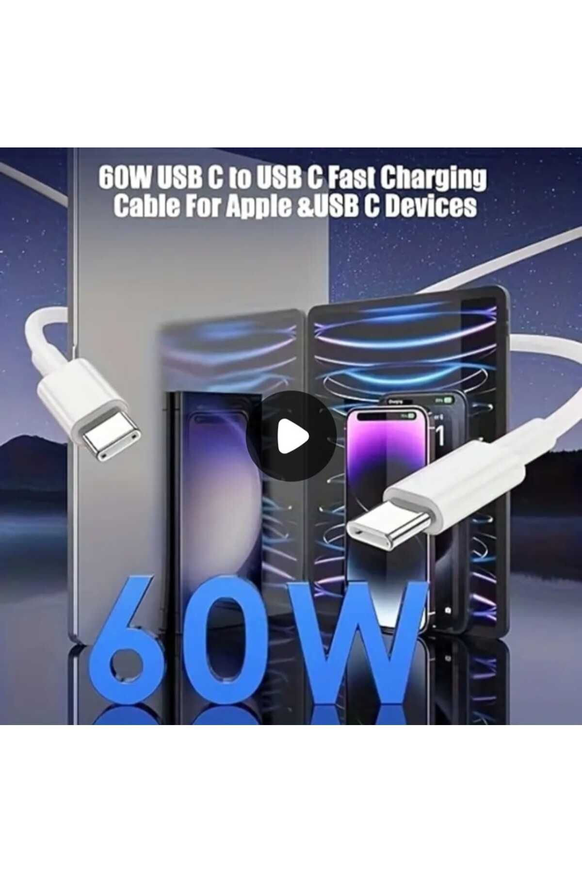 HUXBEE Hızlı Şarj Data Kablosu 60 W USB C den USB C ye 100cm