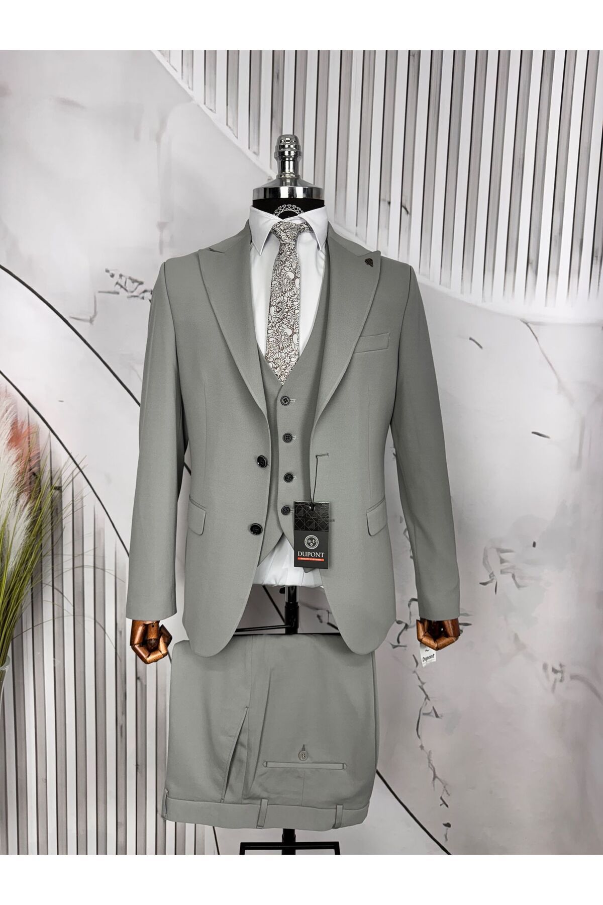 Dupont Slim Fit Çift Düğme Yelekli Takım Elbise