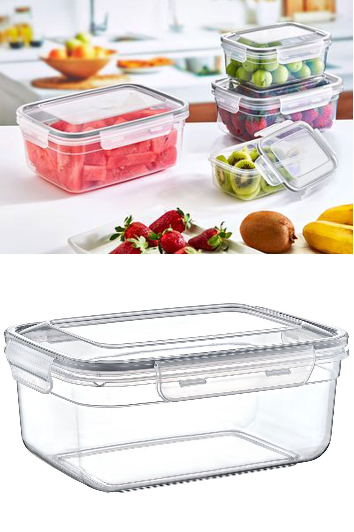 SİHİRLİ AYAKLAR Çok Amaçlı Plastik Dikdörtgen Sızdırmaz Kilitli Saklama Kabı 800ML BPA Free (16x12cm)