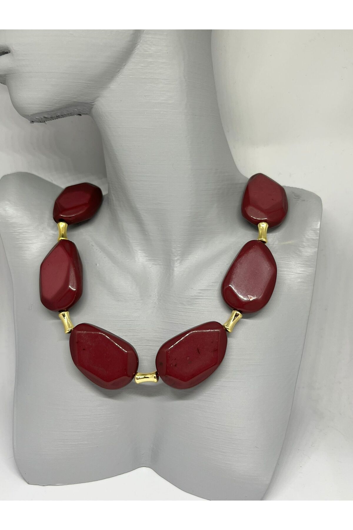 BUJİTOYS Bordo Gold Kemik Kolye